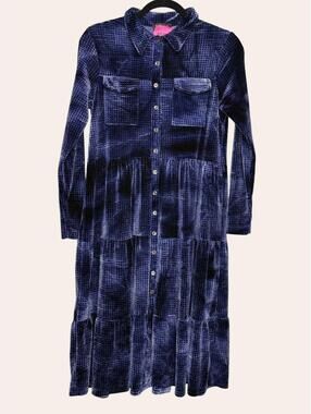Japparalel Blue Velvet Soft Dress
